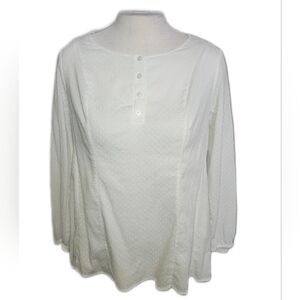 Lane Bryant White Lined Lightweight Pin Dot Fabric Blouse, 18